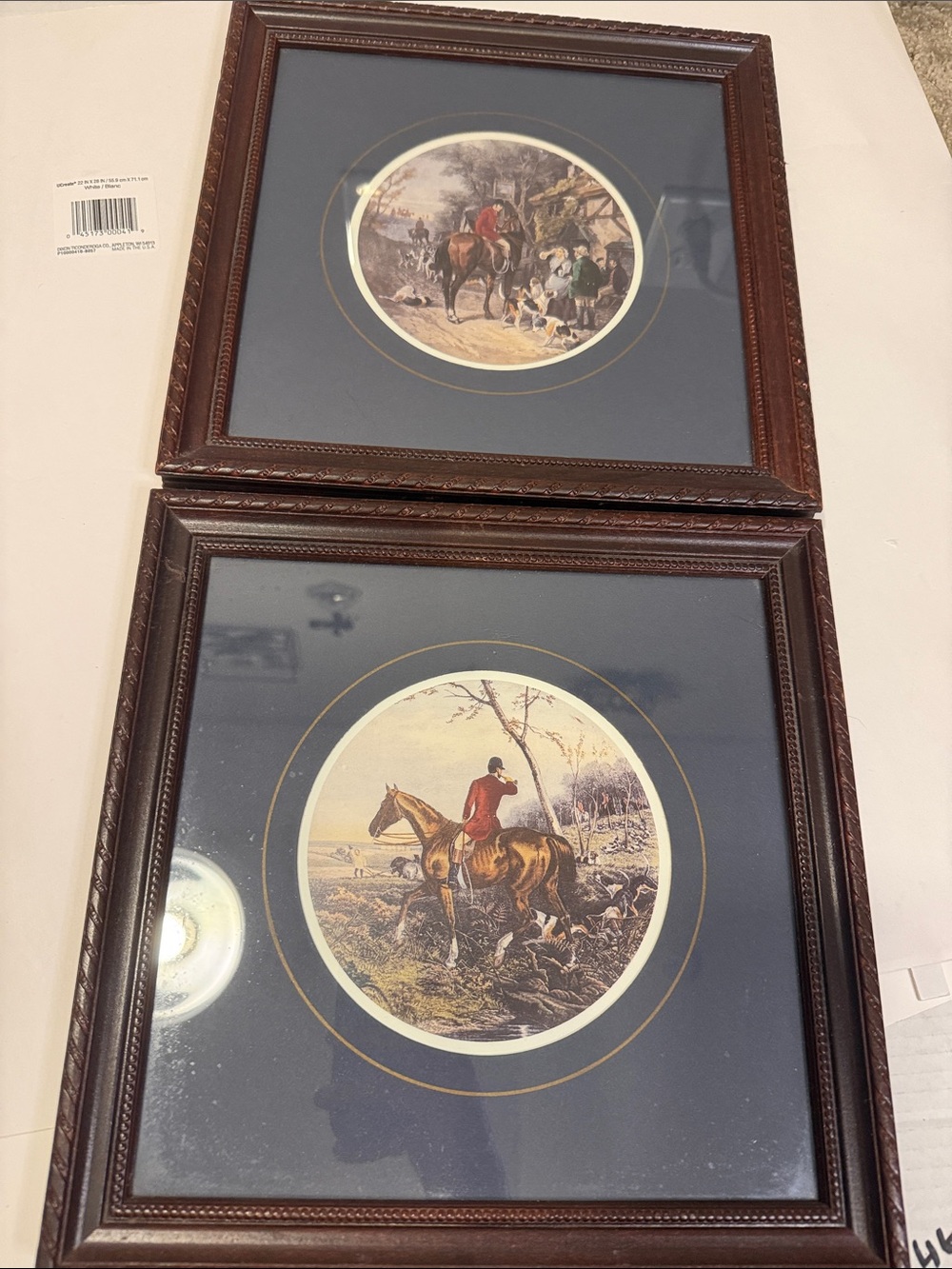 Sears Brown Framed Equestrian Prints with Navy Mats